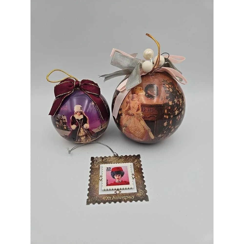 Vintage Mattel Barbie Christmas Holiday Ornaments Lot‎ of 3